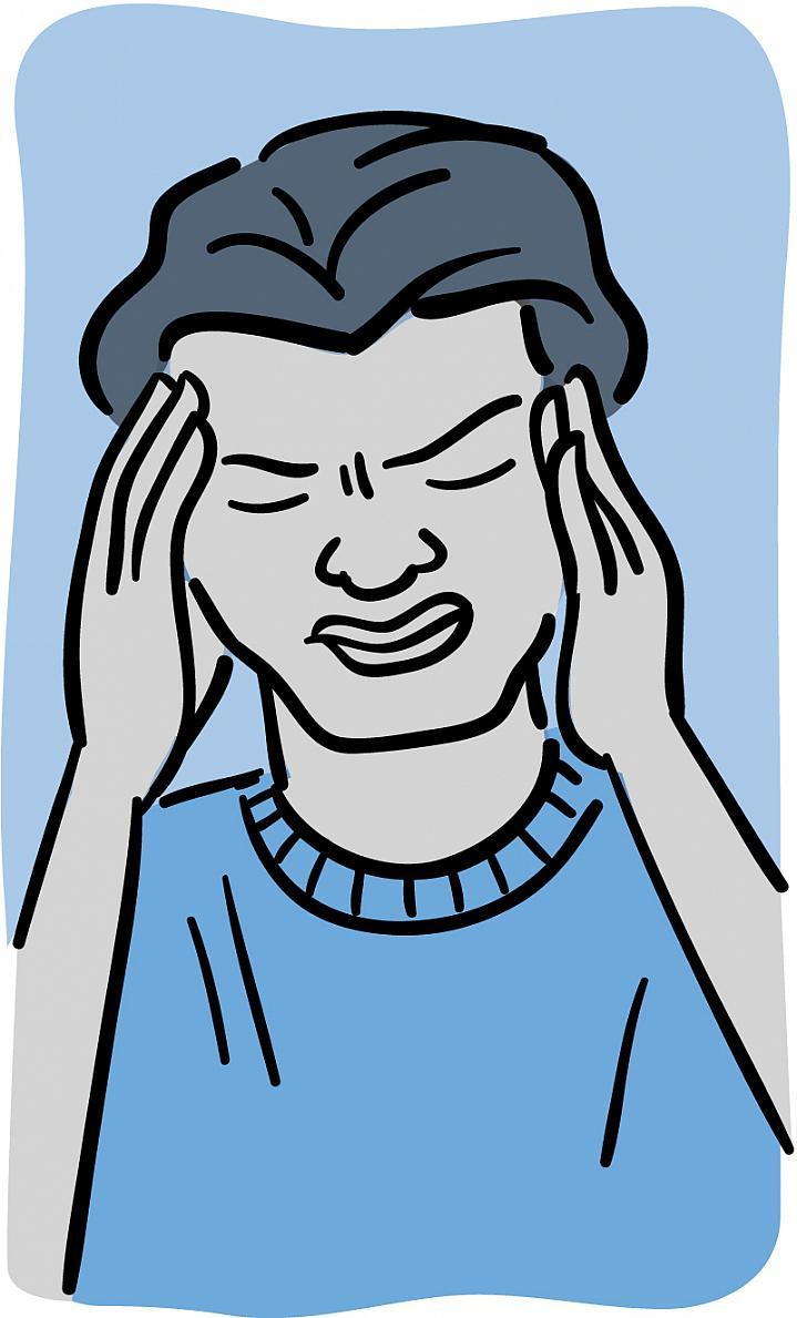 Ilustración de un hombre con una expresión de dolor que sostiene su cabeza con las manos.