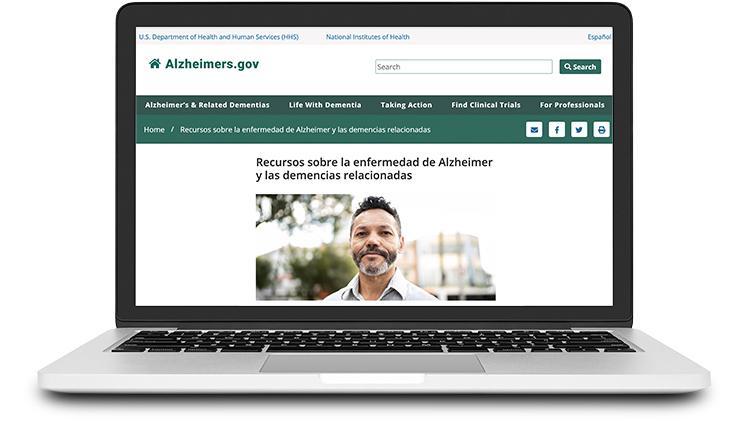 Captura de pantalla del sitio web de Alzheimers.gov