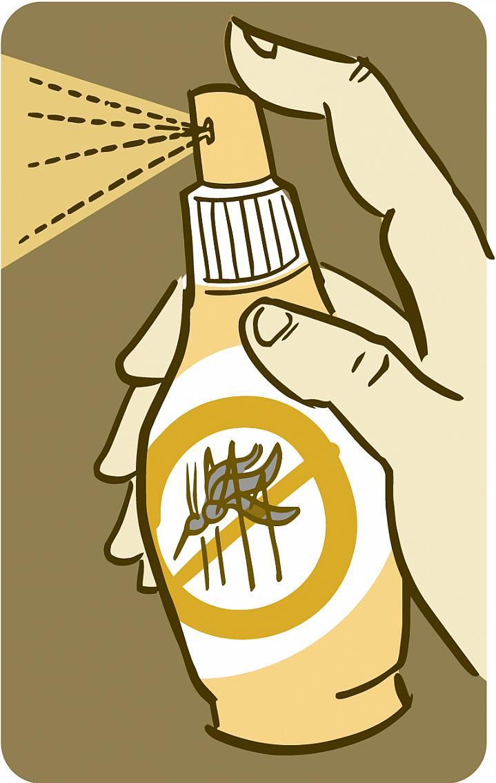 Ilustración de una botella de aerosol de repelente de mosquitos.