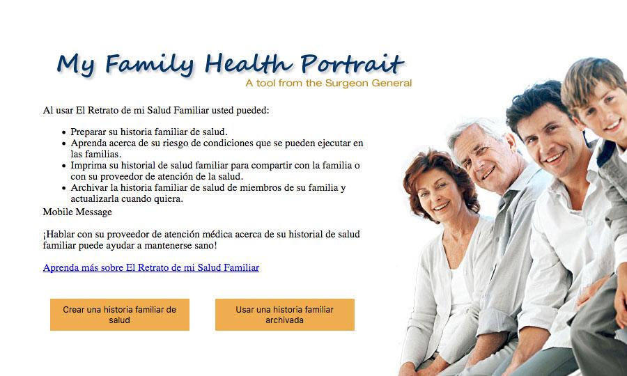 Captura de pantalla de página web con un retrato familiar