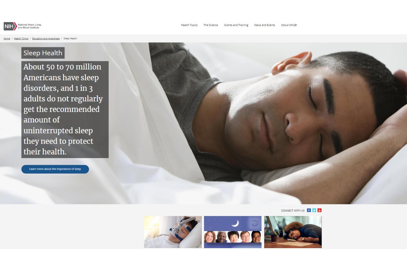Captura de pantalla del sitio web Salud del sueño.