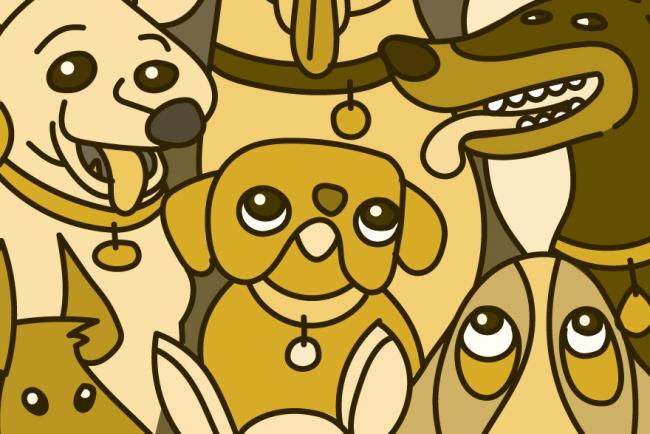 Ilustración de diferentes tipos de razas de perros