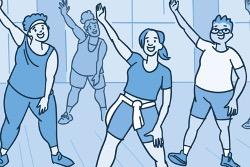 Ilustración de una clase grupal de zumba