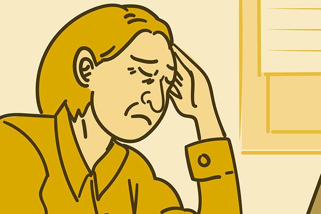 Una ilustración muestra a una mujer con su mano en su frente, cerrando sus ojos debido a un dolor de cabeza.