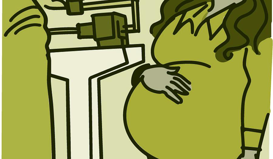 Ilustración del control de peso de una mujer embarazada
