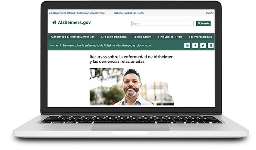 Captura de pantalla del sitio web de Alzheimers.gov