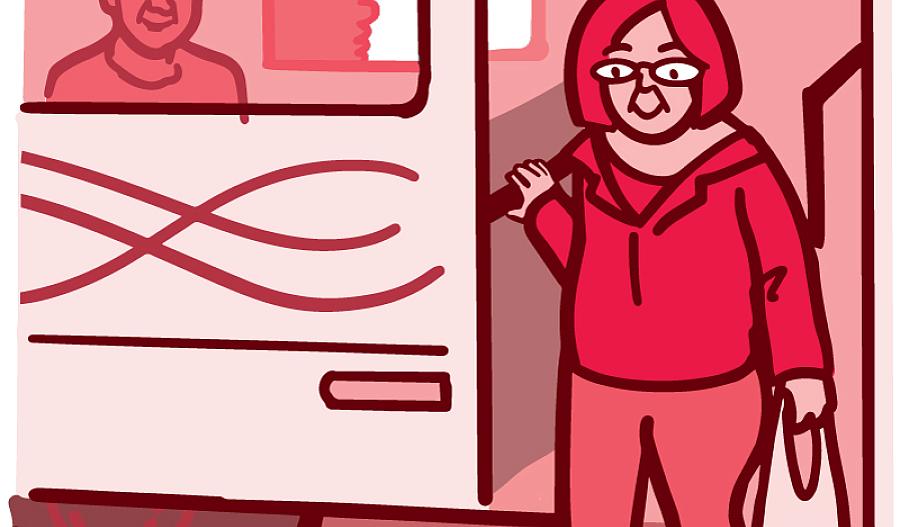 Ilustración de un adulto mayor bajándose de un autobús