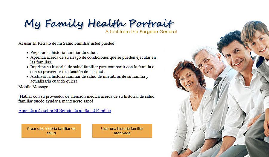 Captura de pantalla de página web con un retrato familiar