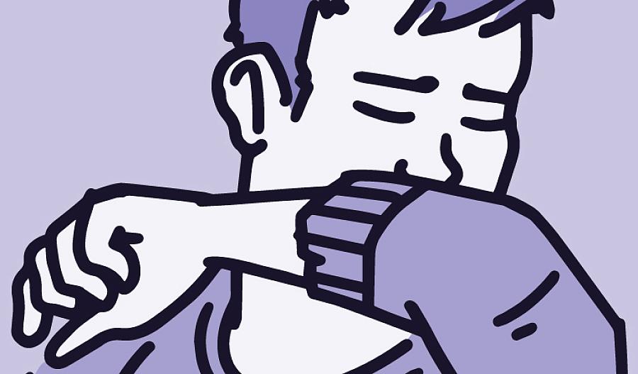 Ilustración de una persona joven tosiendo en su codo