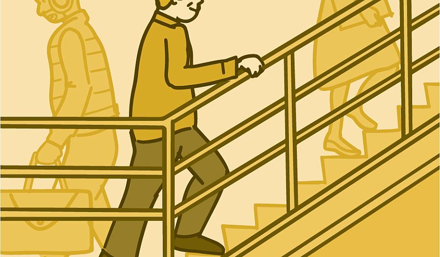 Ilustración de personas usando las escaleras.