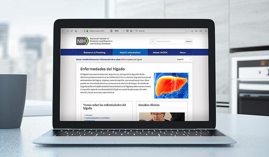 Captura de pantalla de la página web sobre enfermedad hepatica