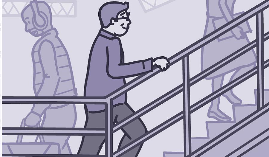 Ilustración de personas usando las escaleras.